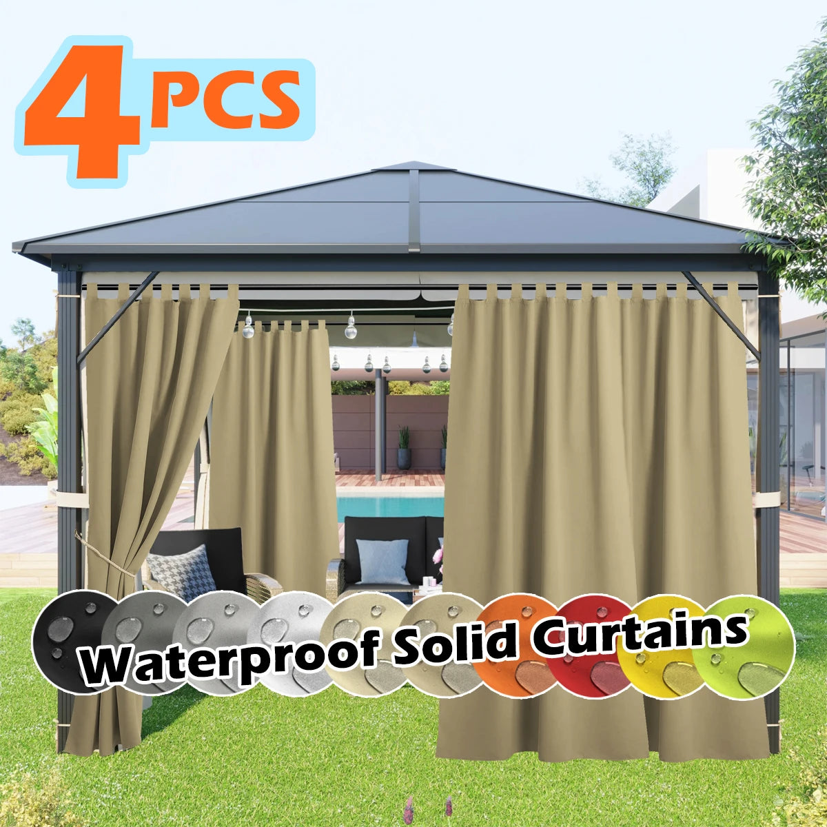 4 Panels Waterproof Outdoor Curtains