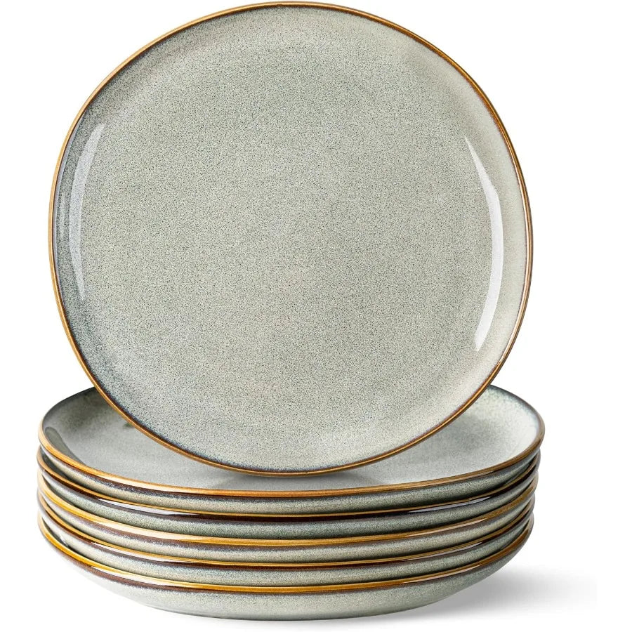 Set Of 6 Stoneware Dinner Plates