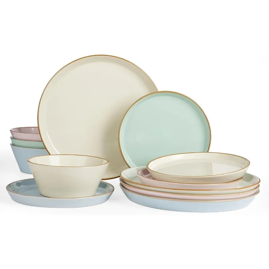 12 Pieces Stoneware Dish Set