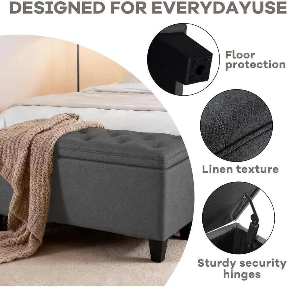 Space-Saving Ottoman Bench with Storage