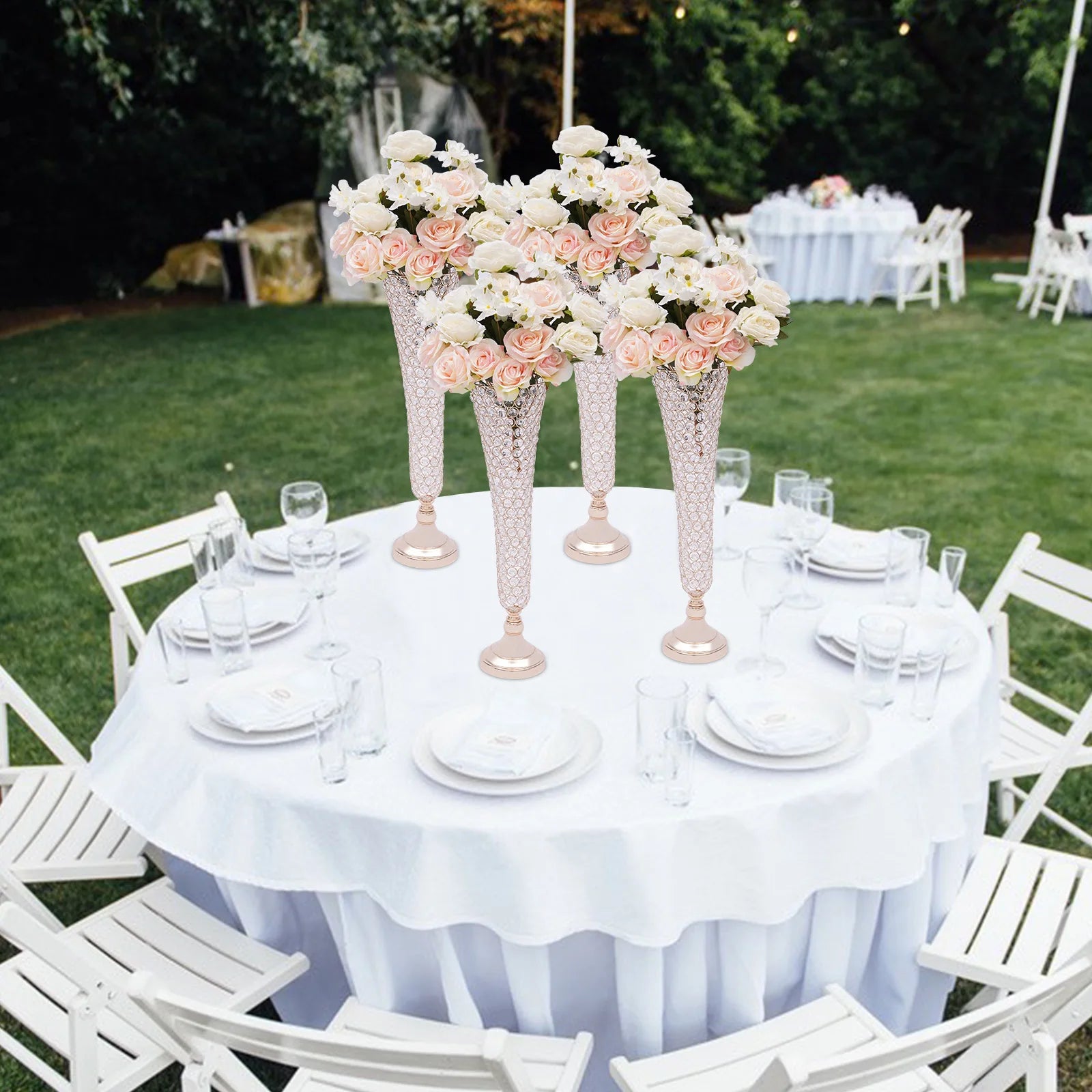 Luxurious Crystal Floral Vases Set