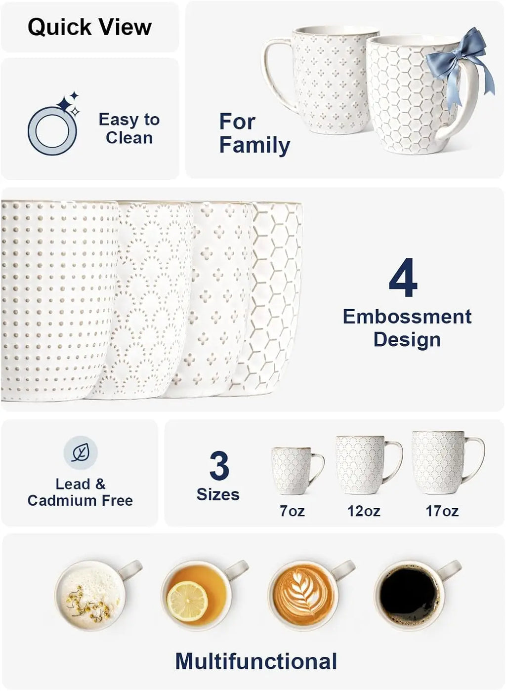 Set Of 4 16 oz Tea Cups
