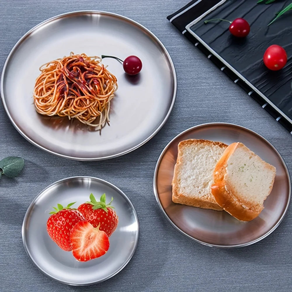10pcs -  Stainless Steel Dinner Plates