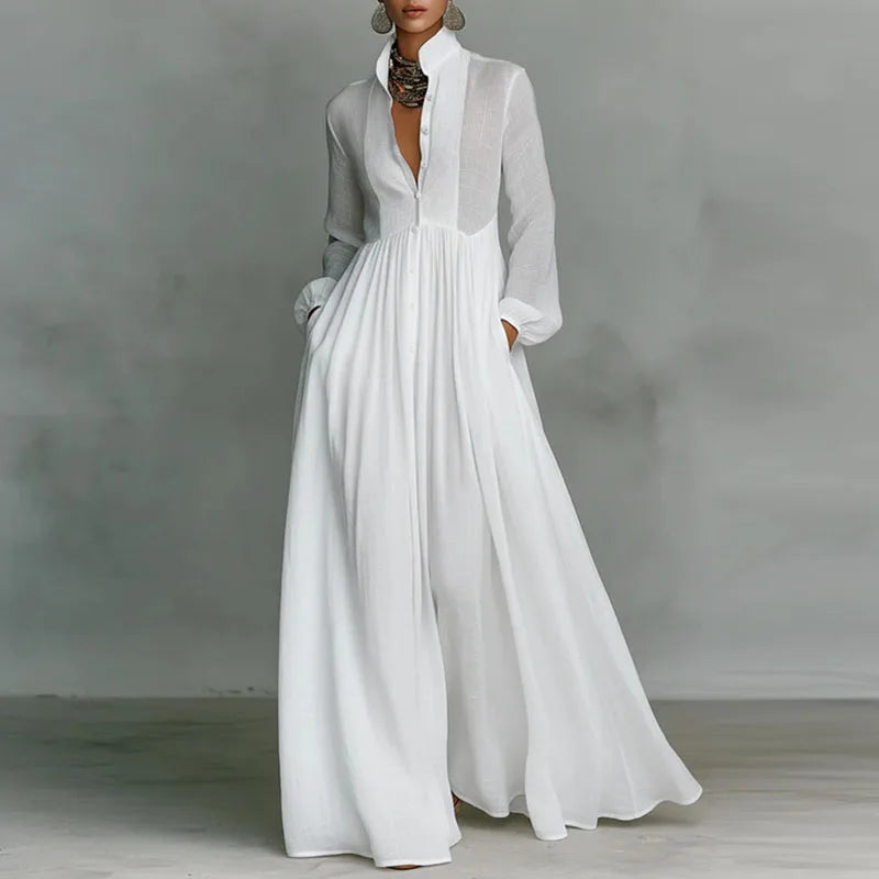 French Elegant High Waist Swing Long Dress