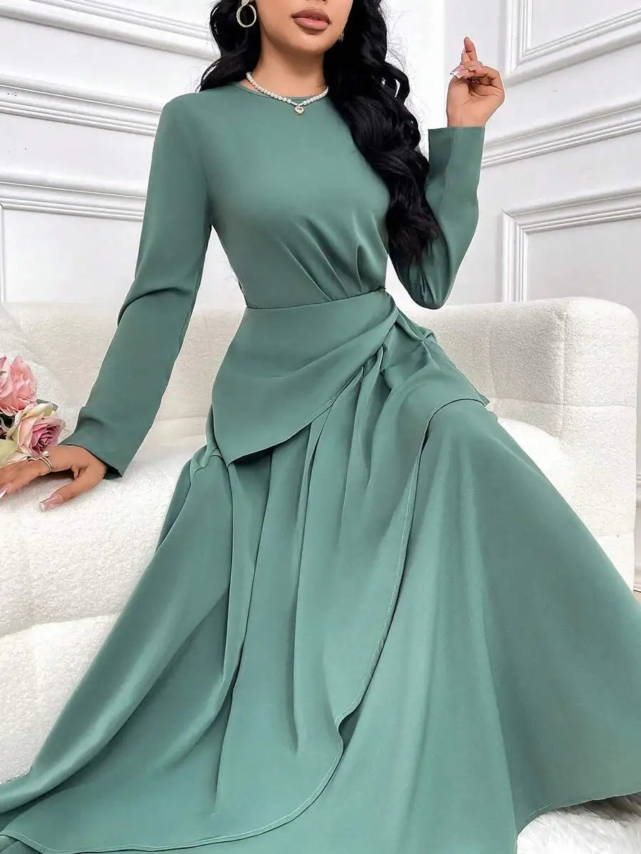 Asymmetrical Pleated Maxi Dress
