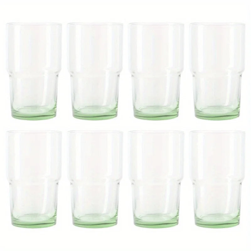 Clear Green Glass 15 oz Cups for 8