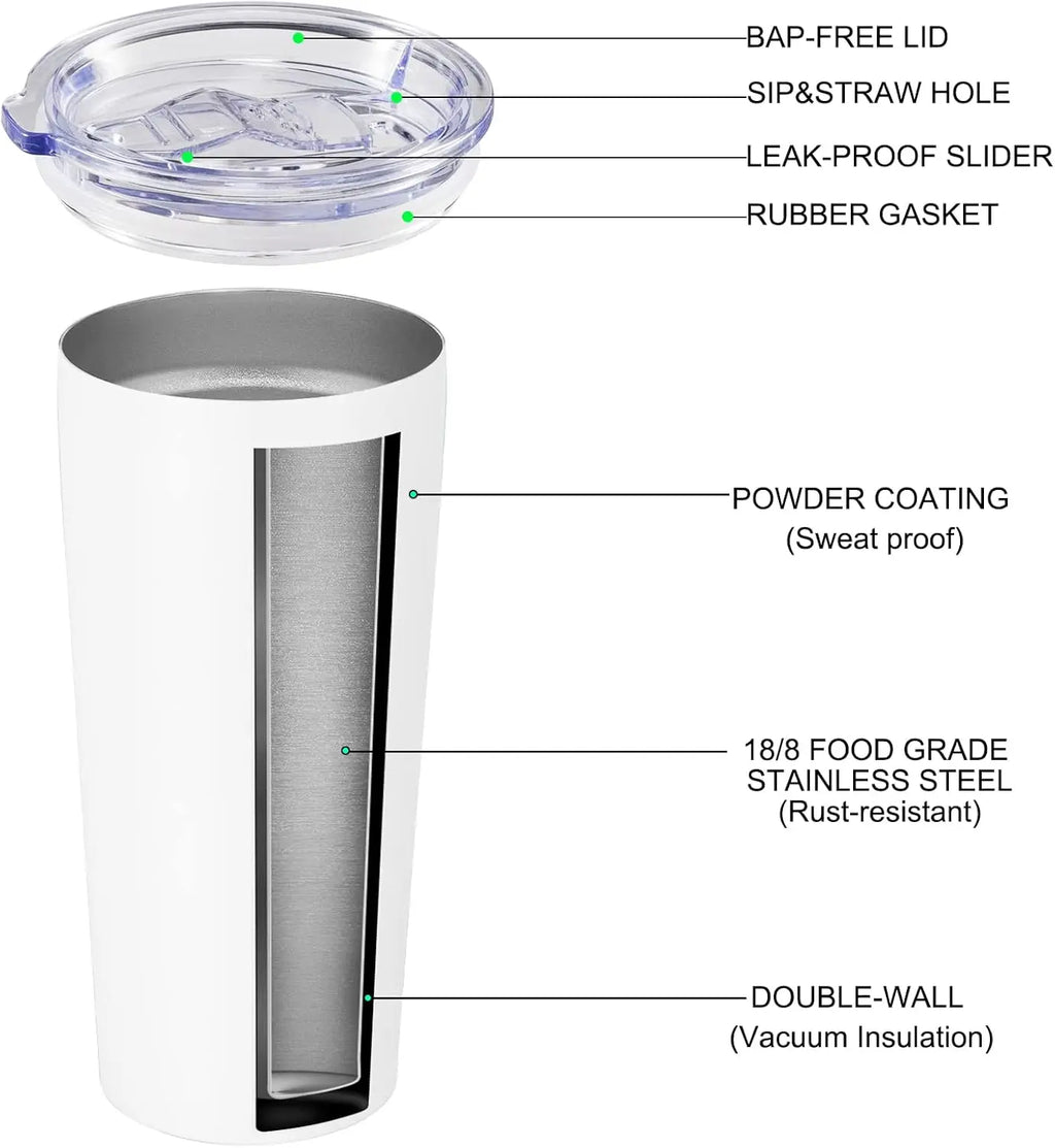 Stainless Steel Vacuum Insulated Tumbler w / Lid & Straw