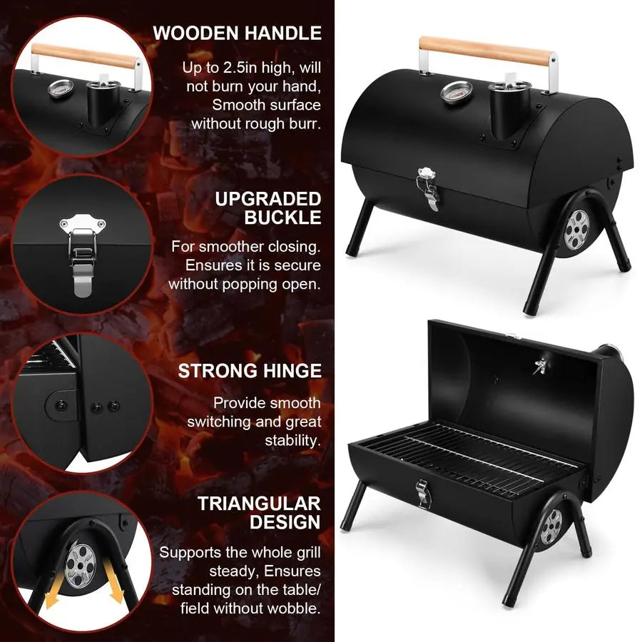 Portable Charcoal Grill with Thermometer
