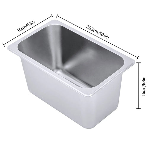 6 x 1/4 Size 6” Deep Stainless Steel Steamer Bins