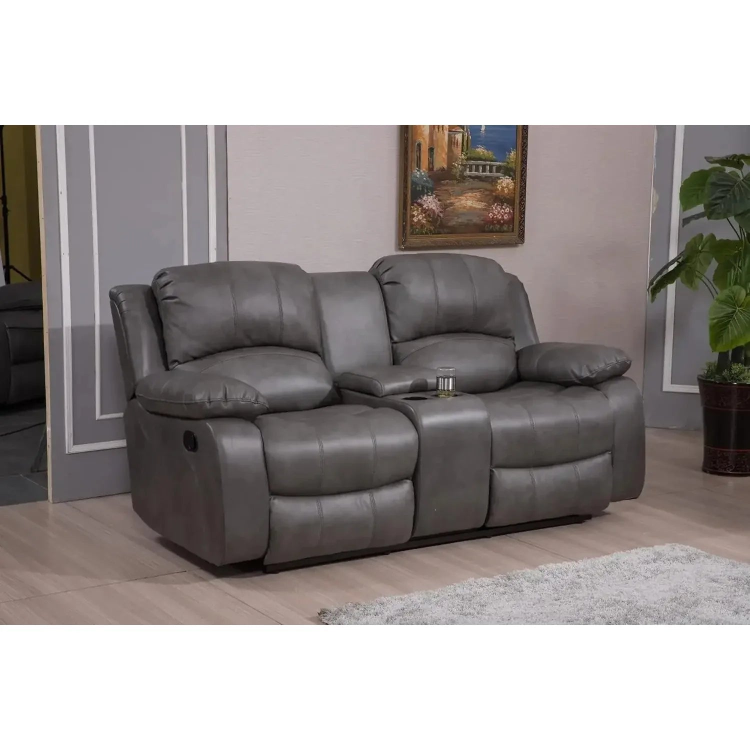 2PC Leather Air Reclining Sofa Loveseat Set