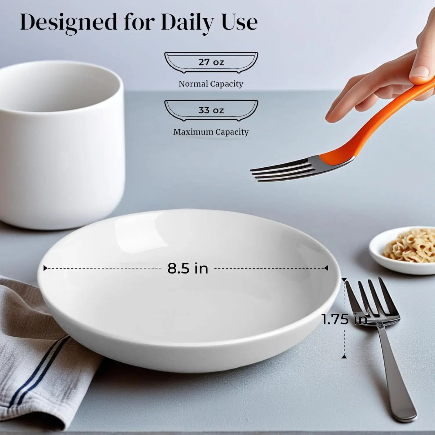 7-Pack Porcelain Pasta Bowls