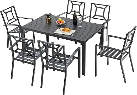 7 Piece  60" x 36" Table and Stackable Chairs