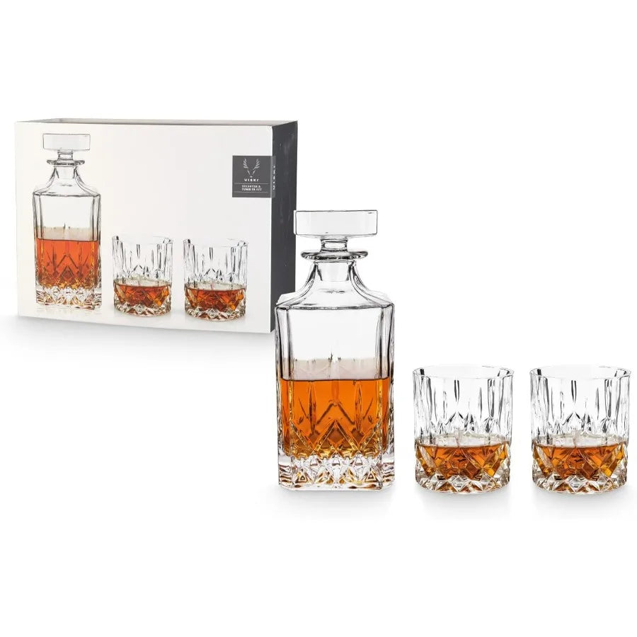 Admiral 3-Piece Whiskey Decanter Set with Glasses