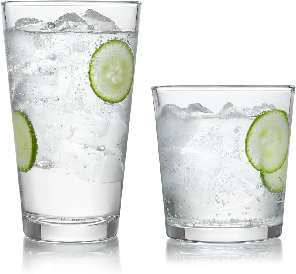 All-Purpose 16- Pieces Drinking Glass Set w / 8 Tumblers