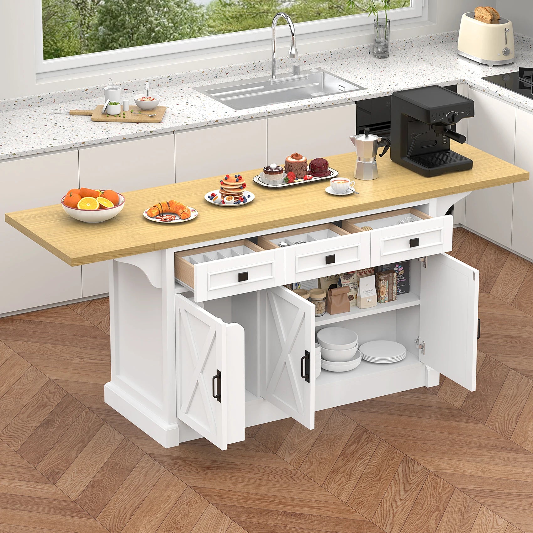 Large 73"  Kitchen Island