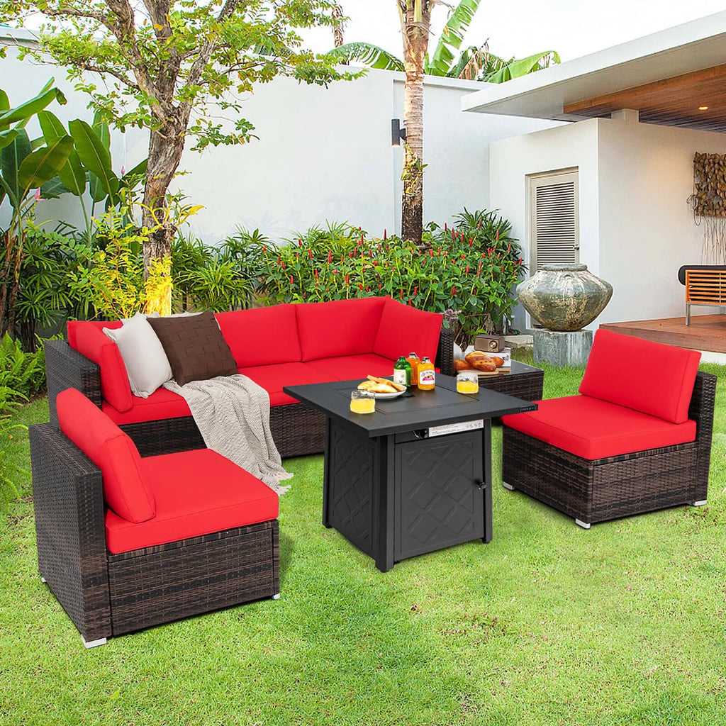 7 PCS Patio Furniture Set/ Fire Pit Table