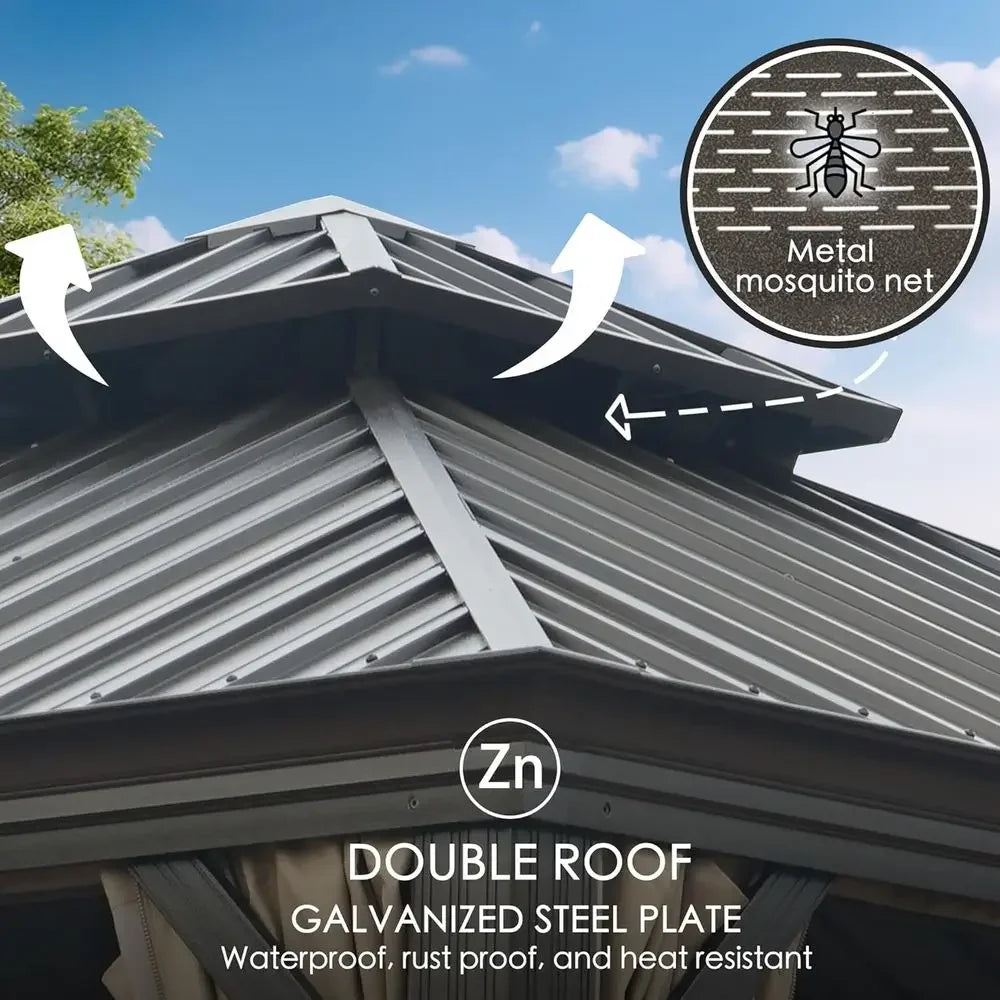 10' x 12' Steel Double Roof Outdoor Pavilion