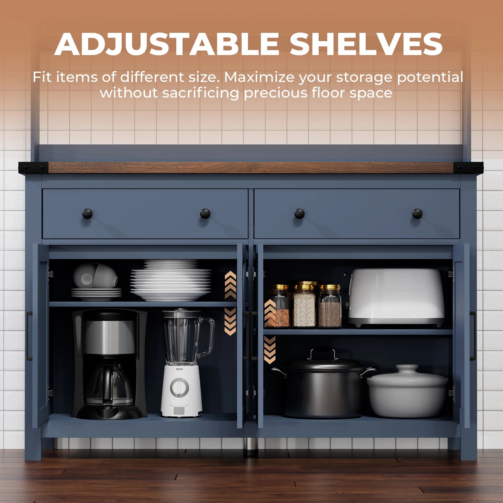 Cabinet Buffet with Drawers, and Charging Station