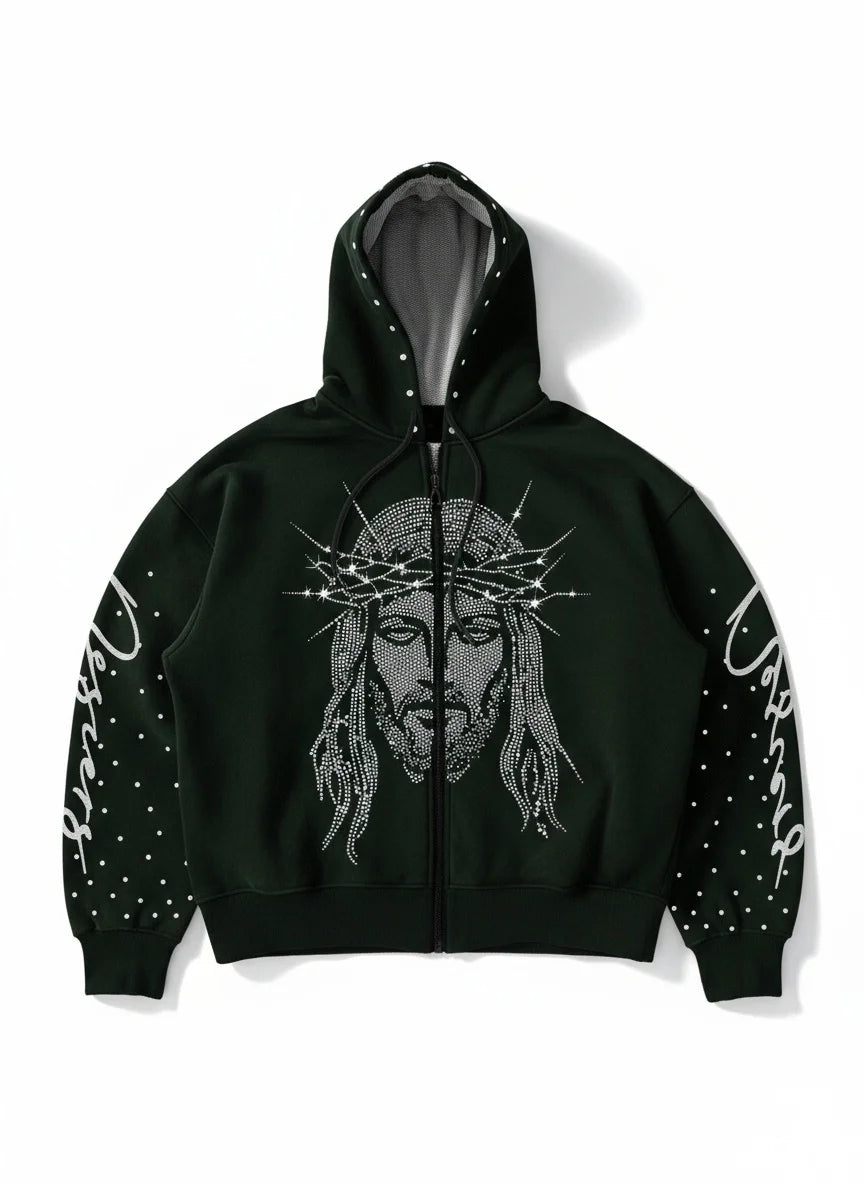 A loose hoodie street style