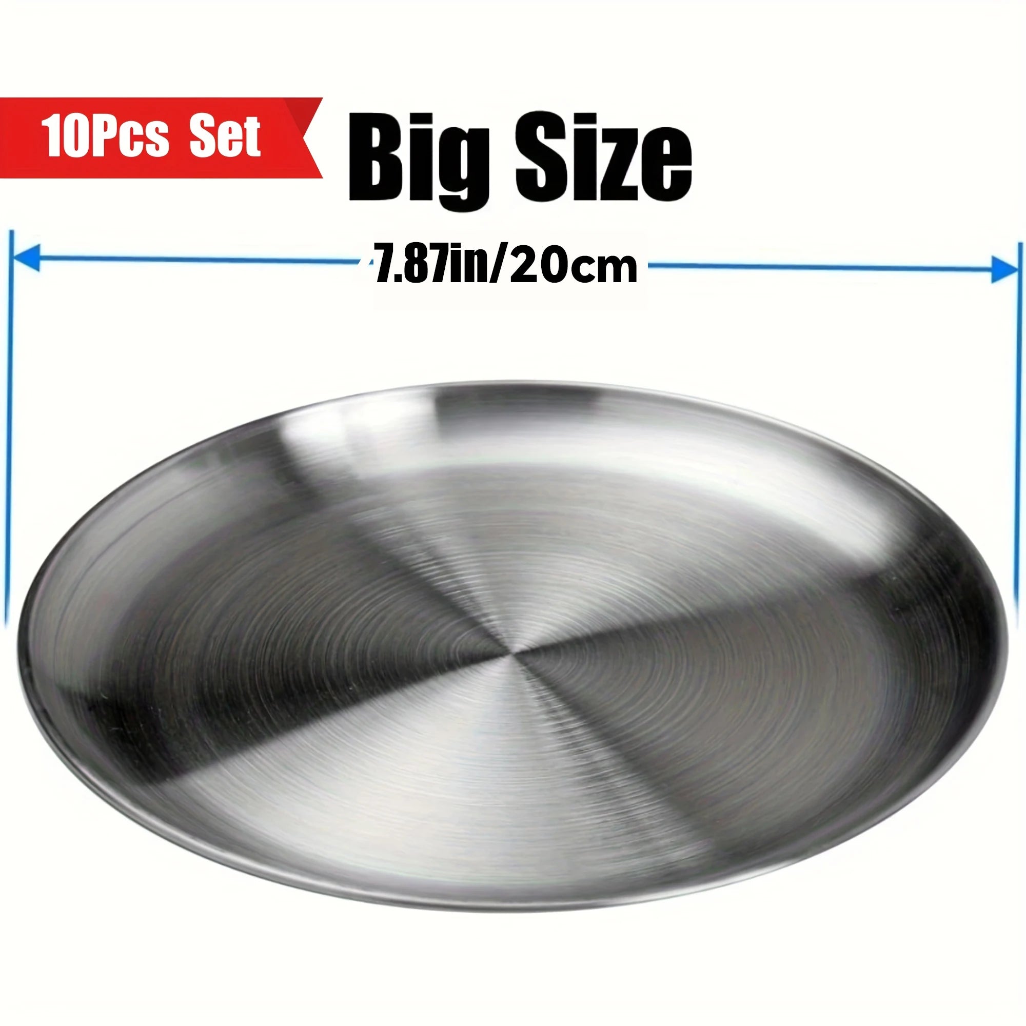 10pcs -  Stainless Steel Dinner Plates