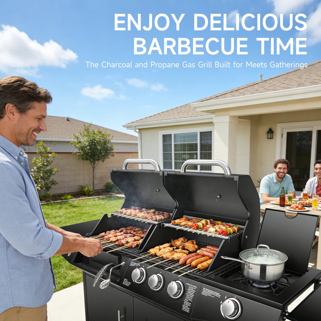Dual Fuel Grill Gas & Charcoal Grill