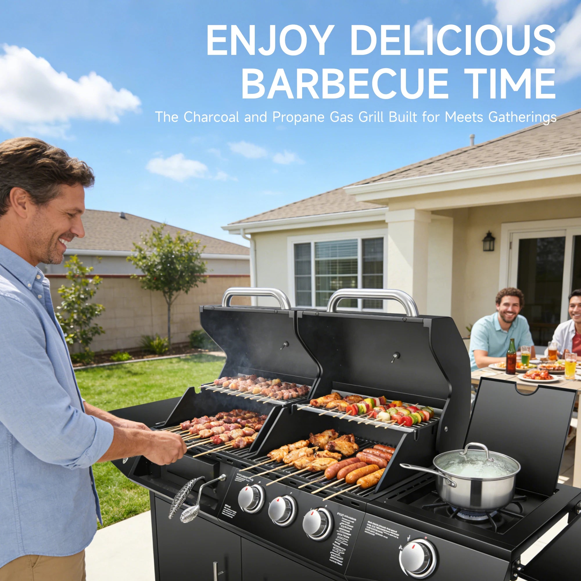 Dual Fuel Grill Gas & Charcoal Grill