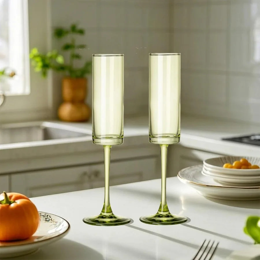 Green Champagne Glasses