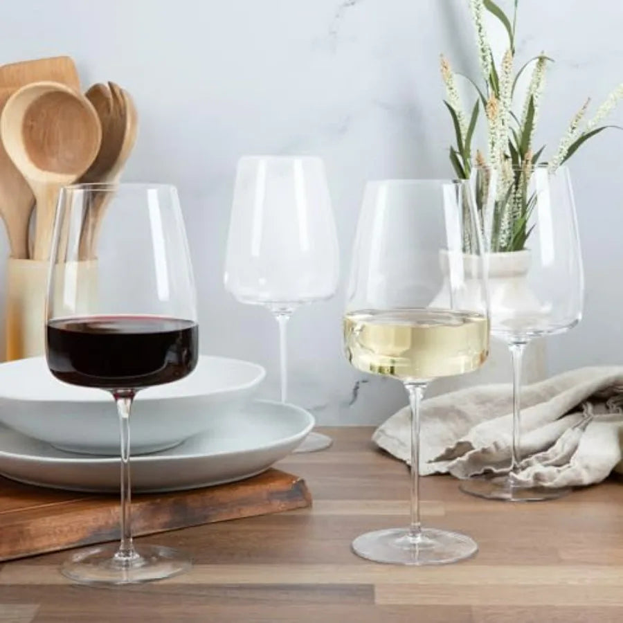 Large Bowl Stemware for Red/ White Wines Set of Four