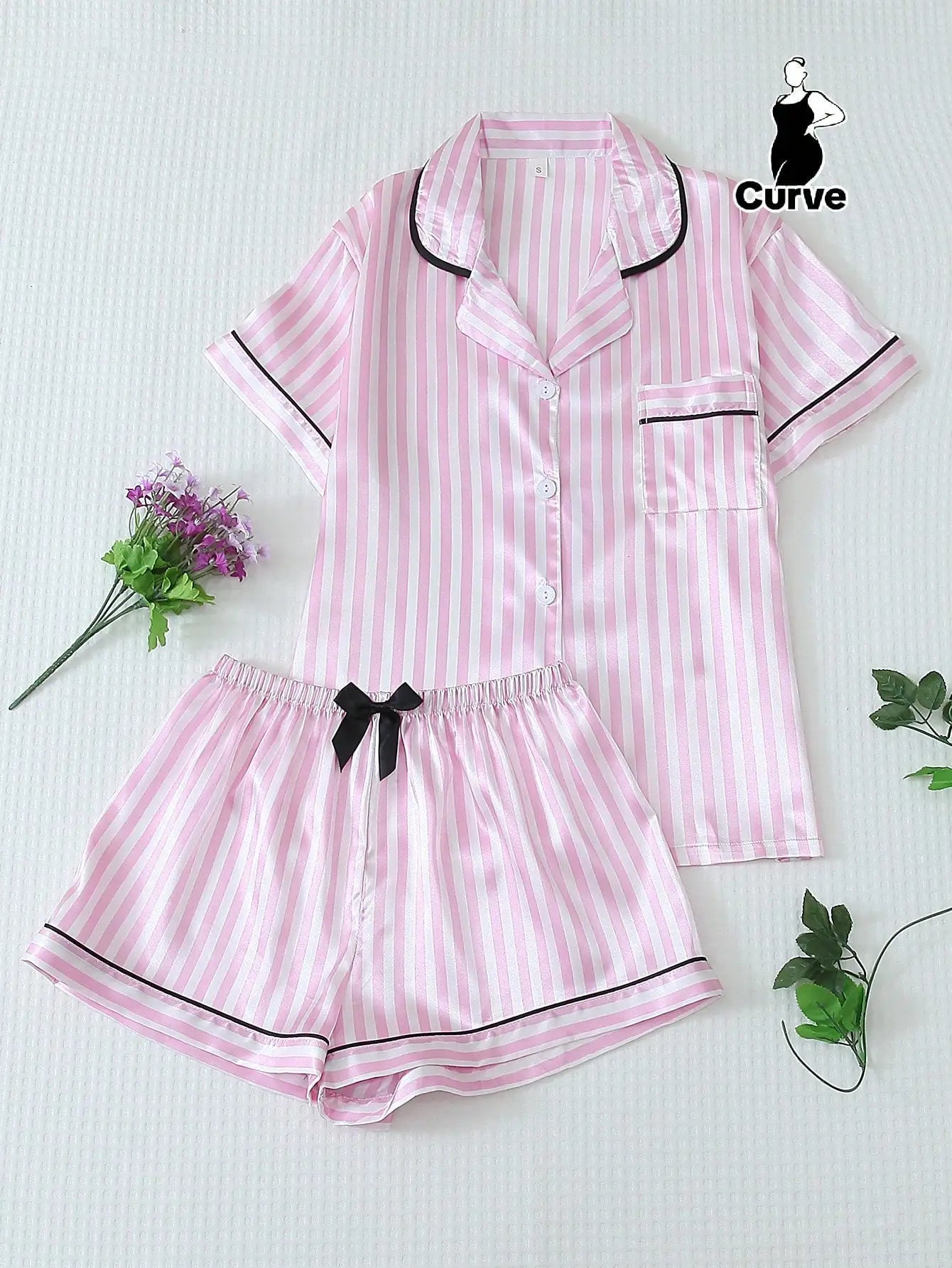 Striped Satin Pajama Set