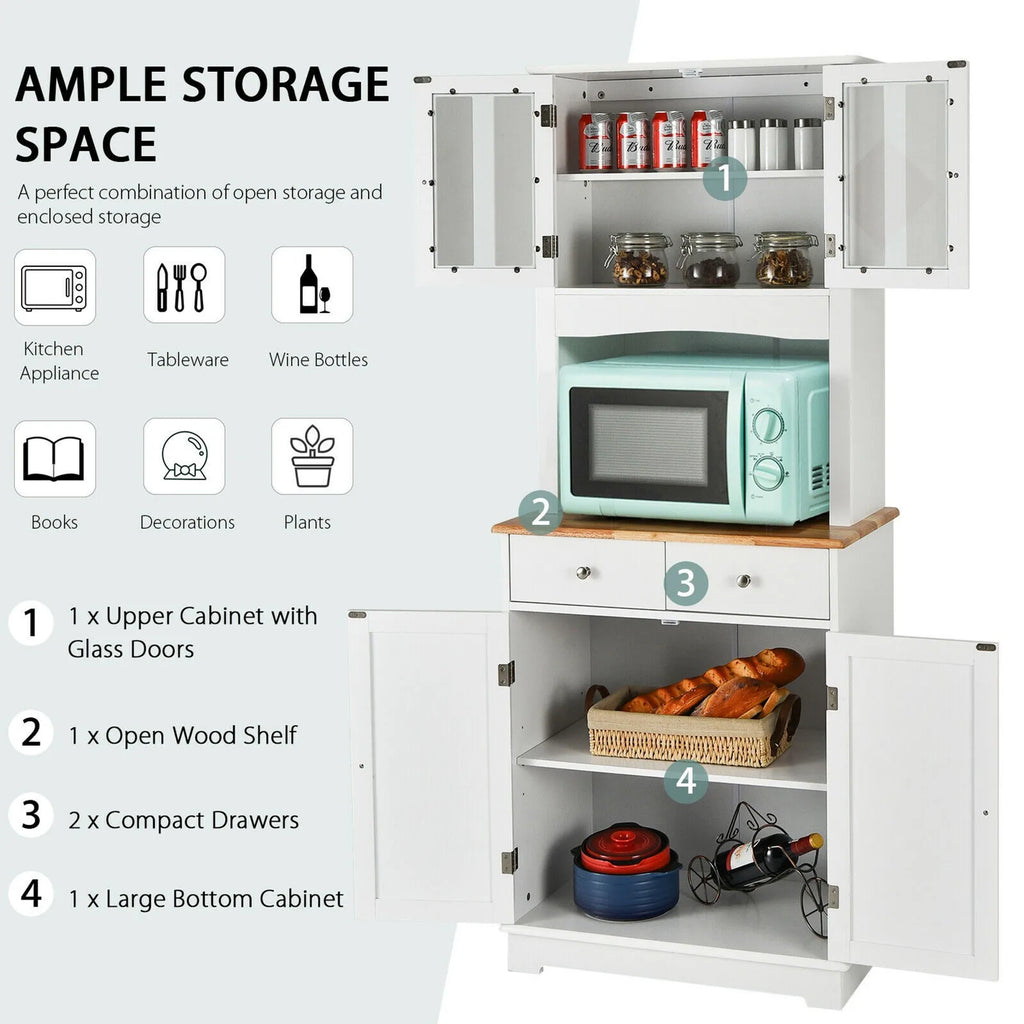Storage Cabinet w/ Microwave Stand Storage Shelves