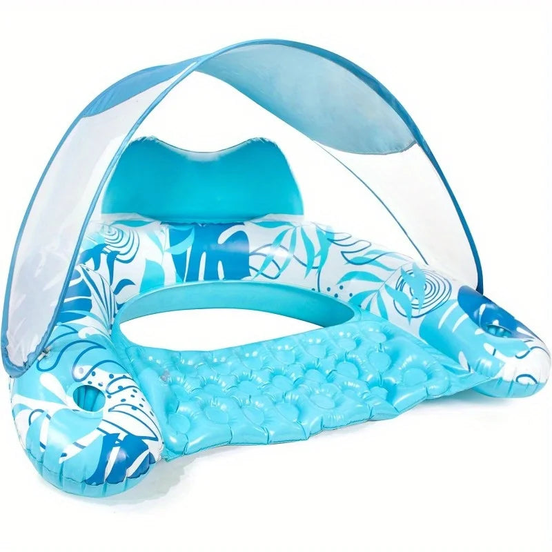 Inflatable Pool Floats With Canopy Lounge Chairs