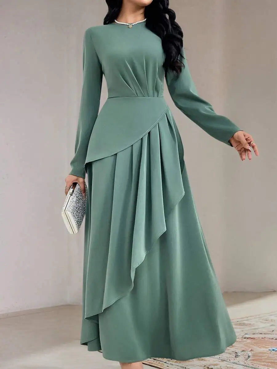Asymmetrical Pleated Maxi Dress