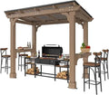 8' x 5' Wooden Grill Gazebo w / Sloping Metal Roof