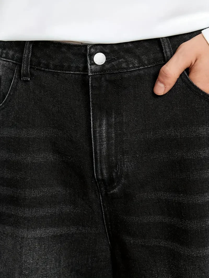 Loose Fit Wide  Black Denim