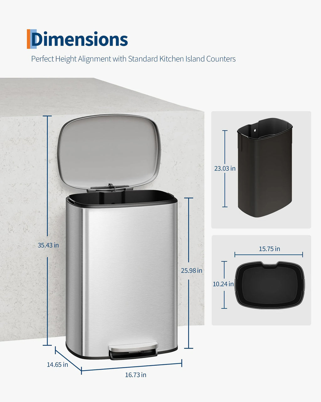 Durable Step-On Kitchen Trash Can Combo Set