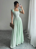 Ruffled Sleeve Pleated Maxi Dress