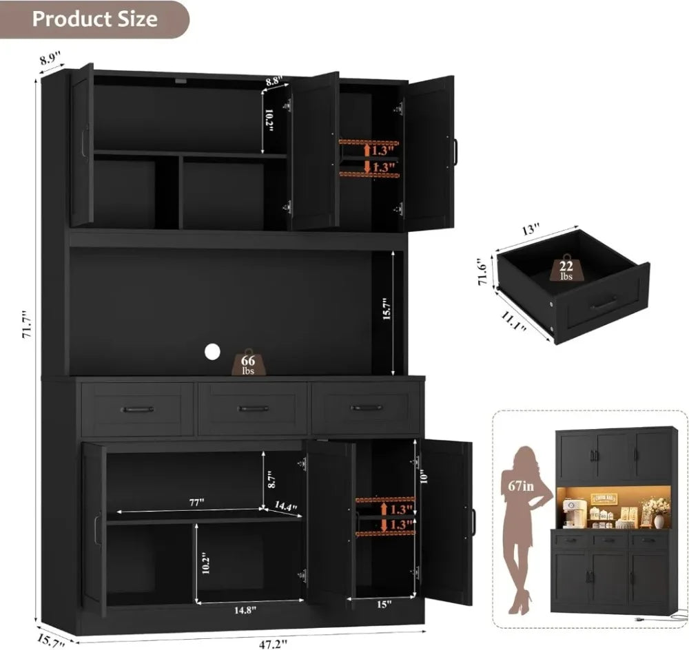 72" Tall  Cabinet with LED Lights