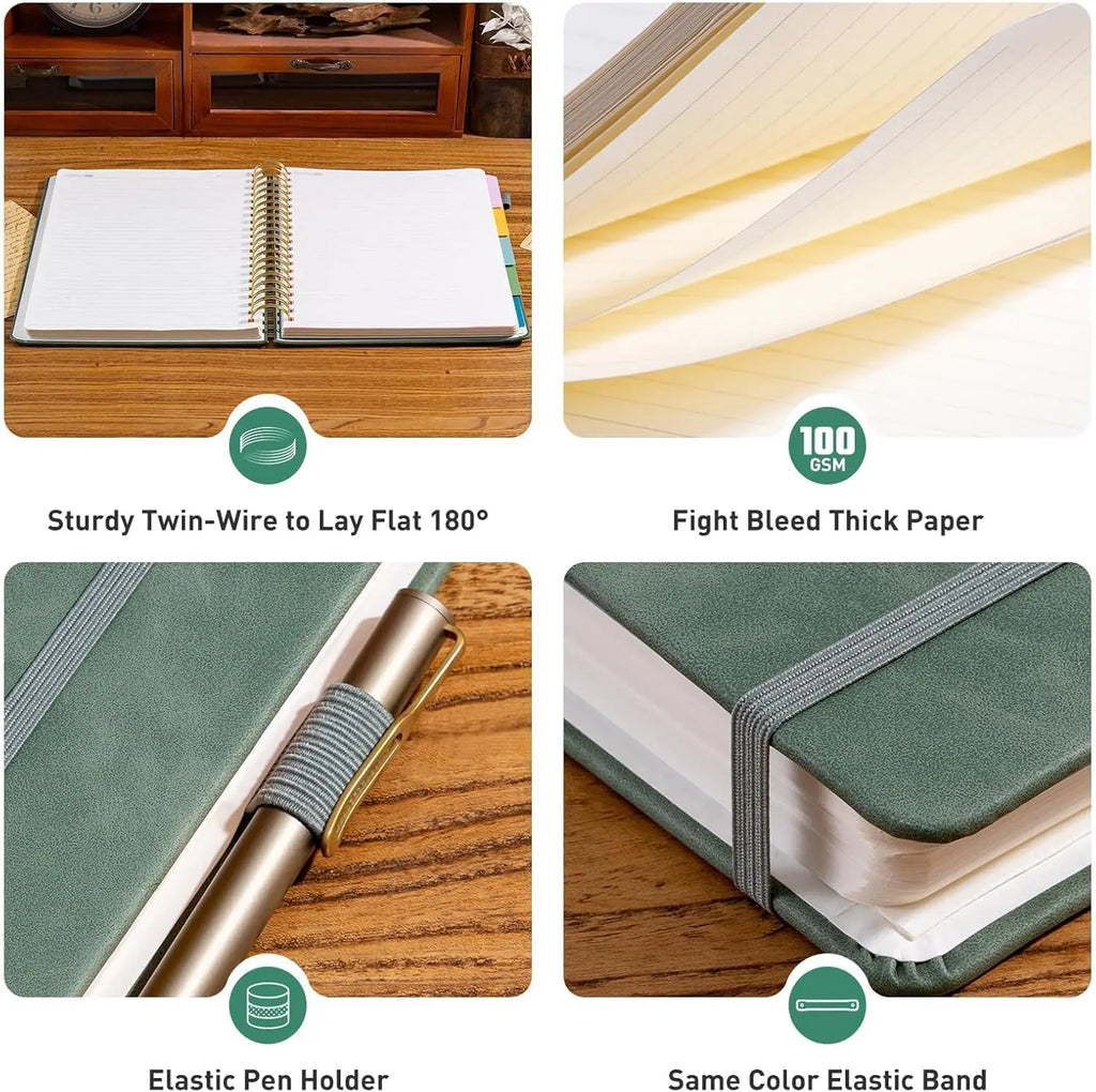 Leather Hardcover Spiral Notebook 8.5x11