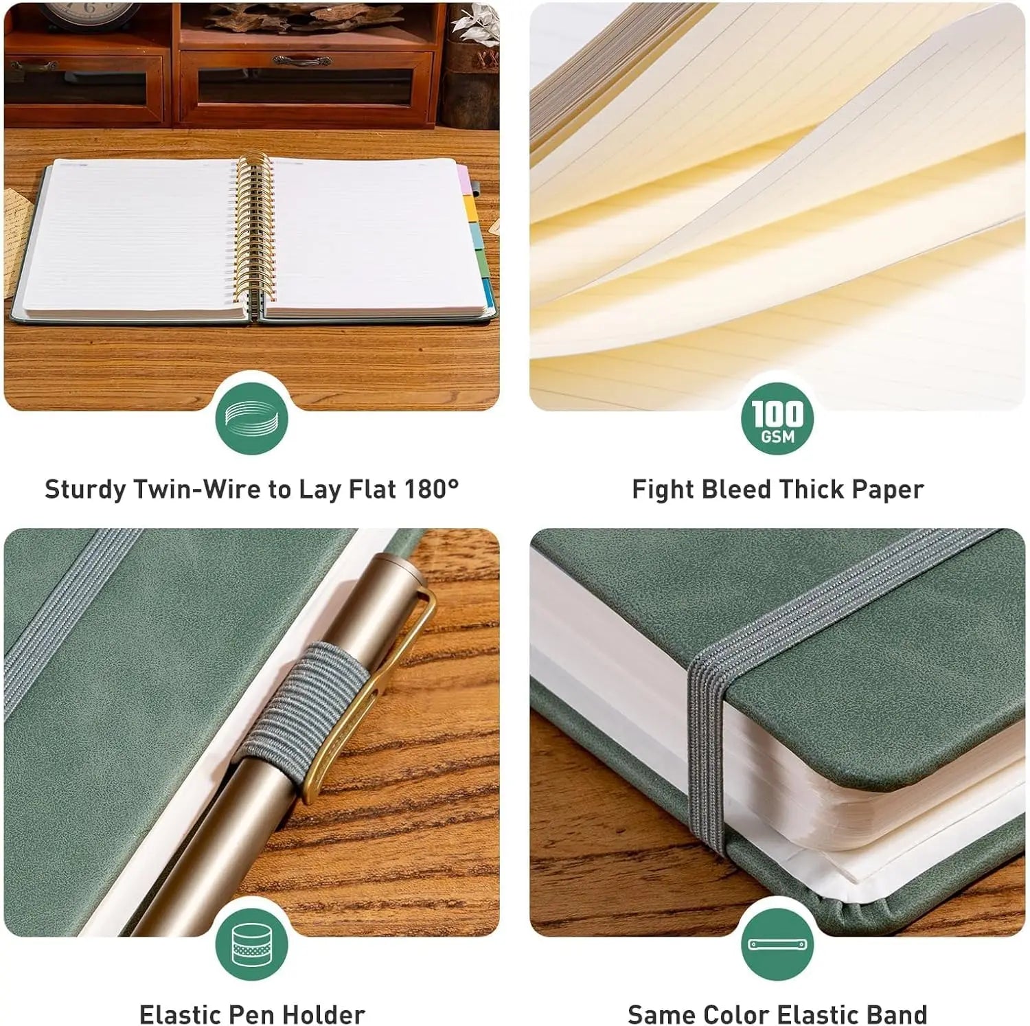 Leather Hardcover Spiral Notebook 8.5x11