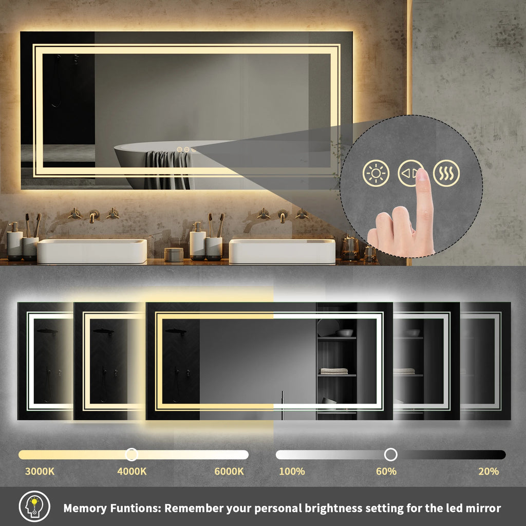 48"X24" LED Bathroom Mirror with Lights