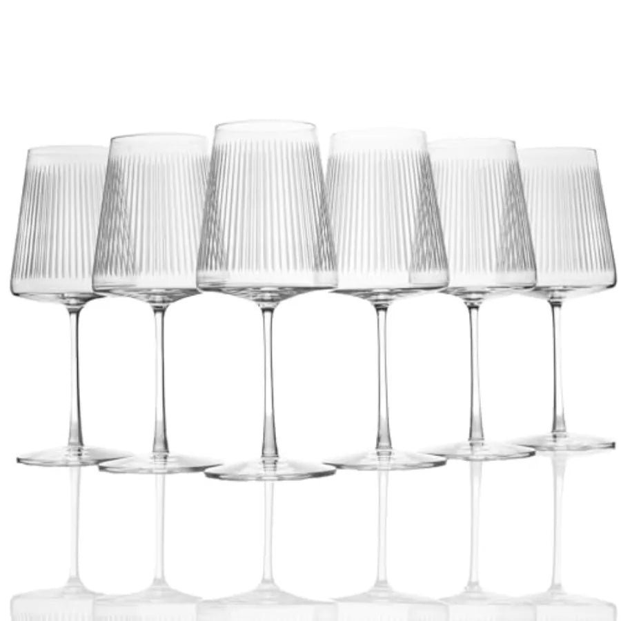 Bordeaux Wine Glass Set of 6 Stemmed Glasses