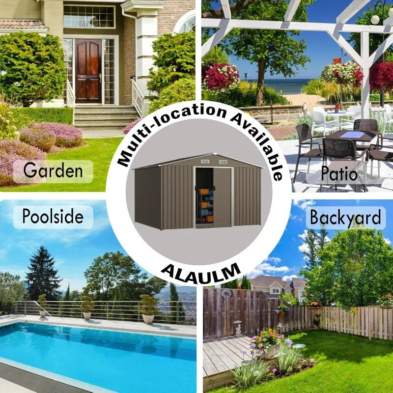 10 'x 8' Outdoor  Galvanized Metal Tool Shed