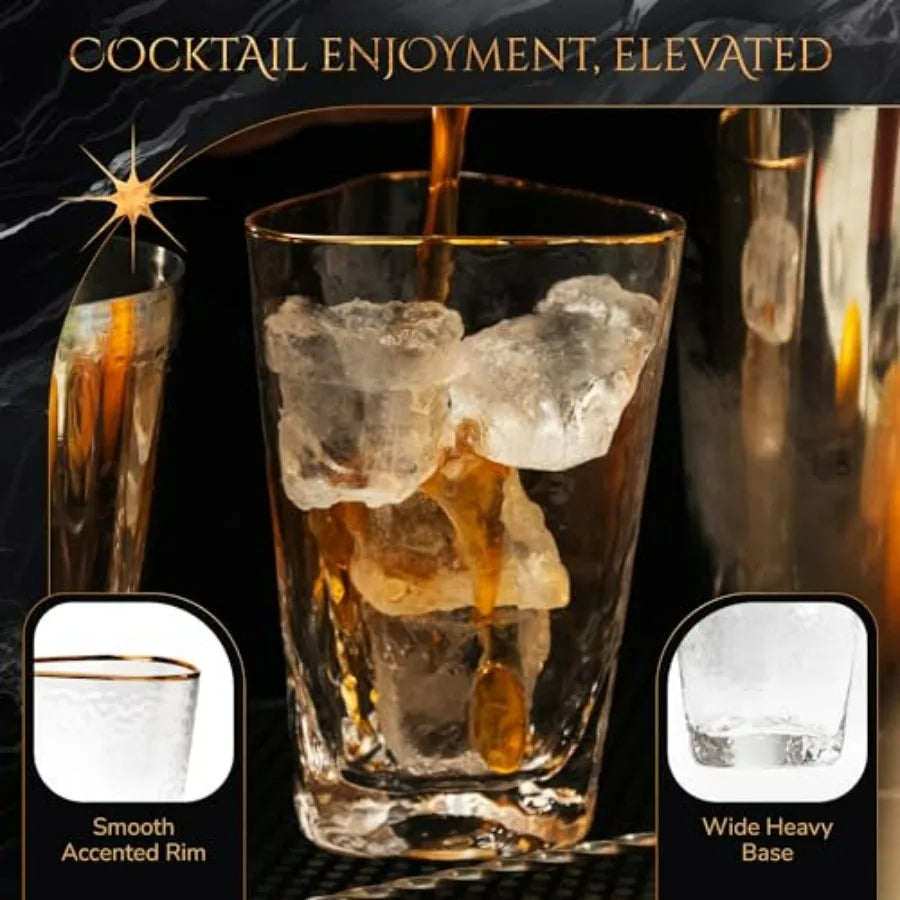 Gold Rim Highball Glasses Set of 4 16oz
