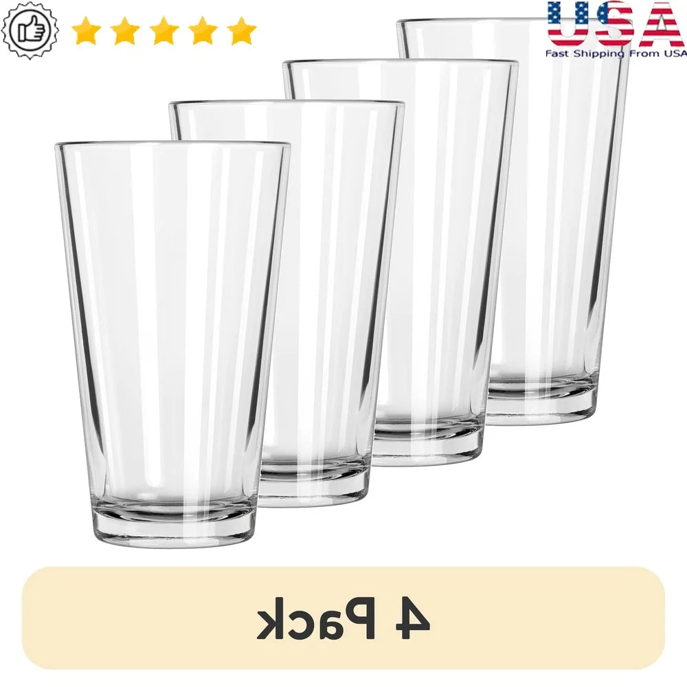 Durable 16oz Pint Glasses for 4