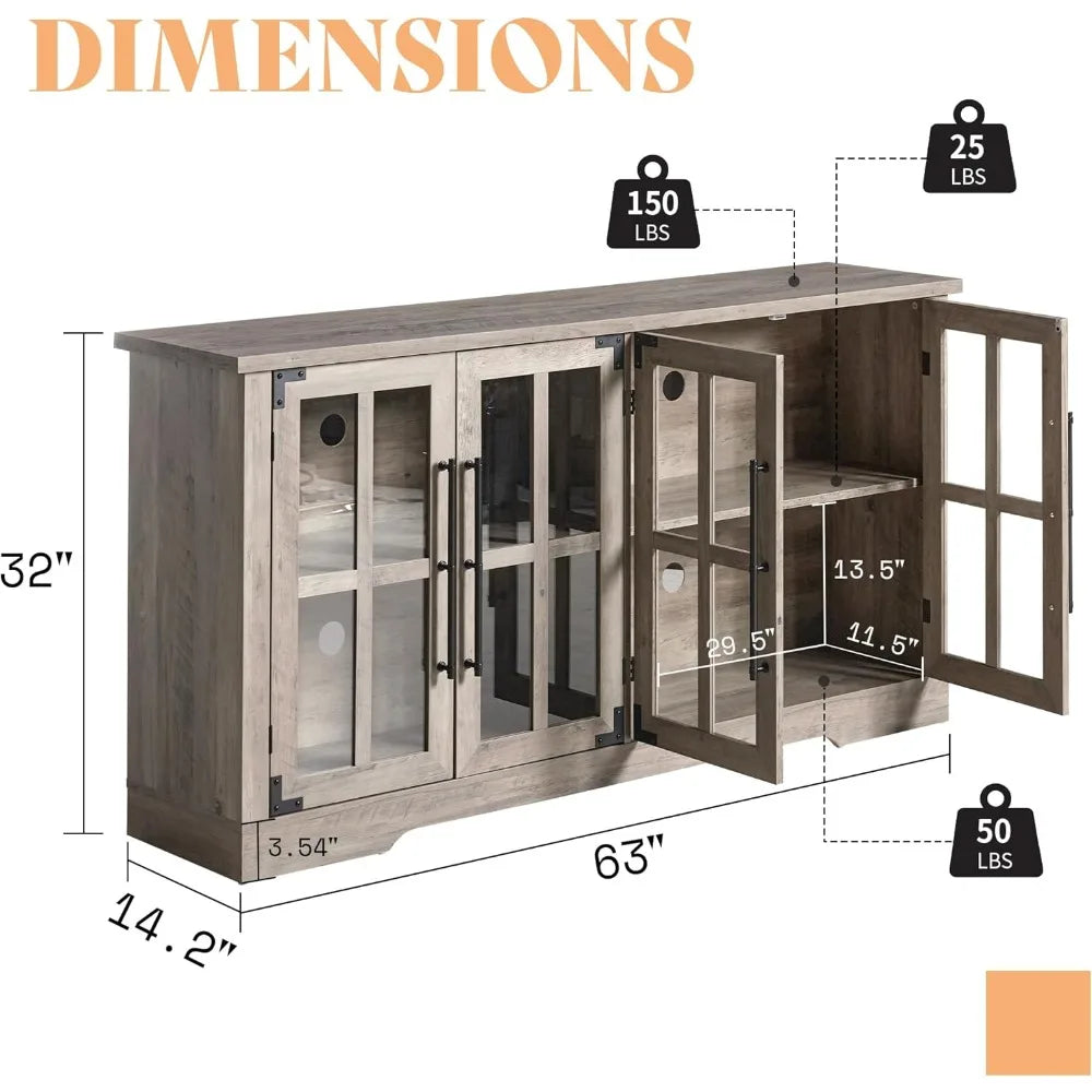 farmhouse 63" buffet sideboard cabinet