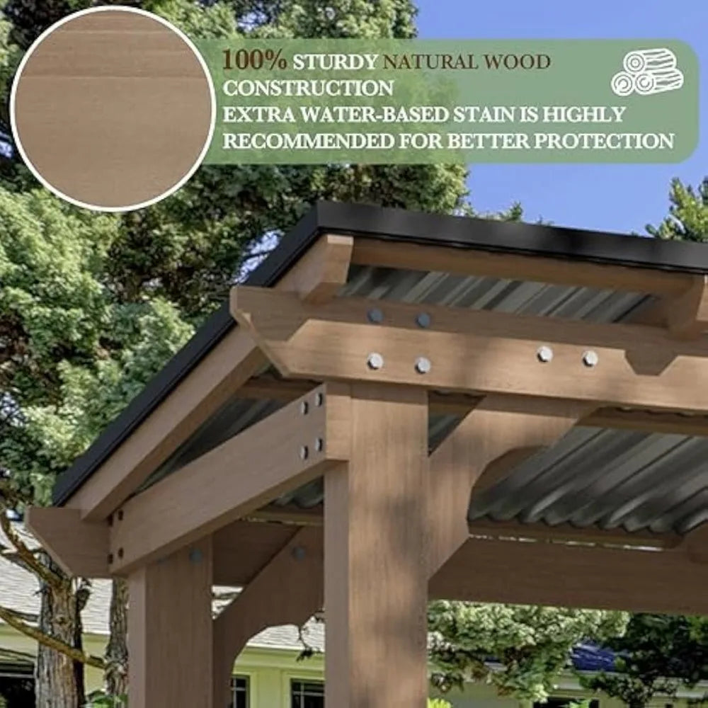 8' x 5' Wooden Grill Gazebo w / Sloping Metal Roof