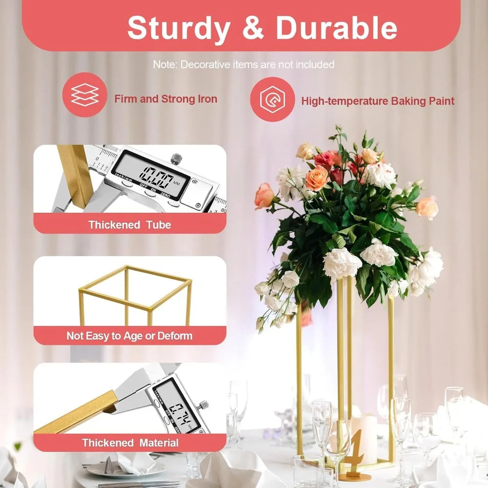 10 Pcs - Gold Flower Centerpiece Vase