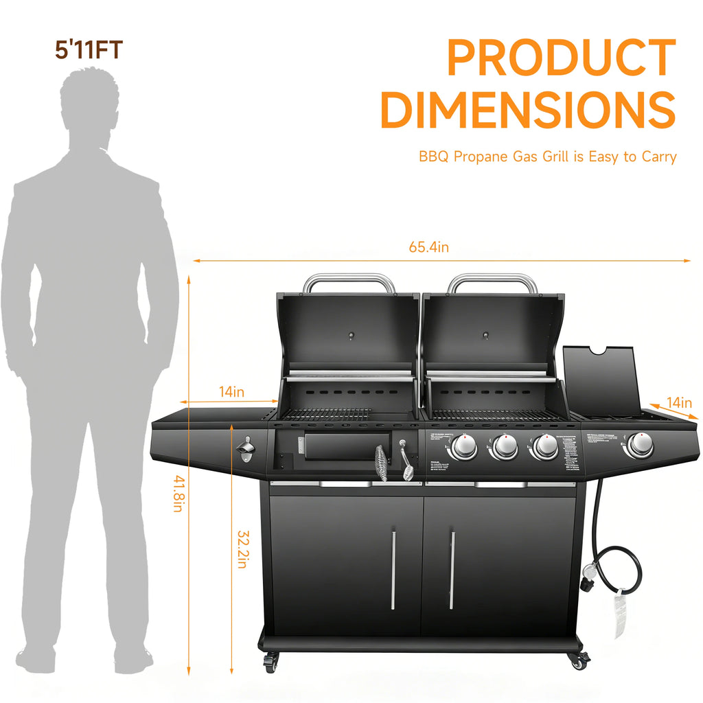 Dual Fuel Grill Gas & Charcoal Grill