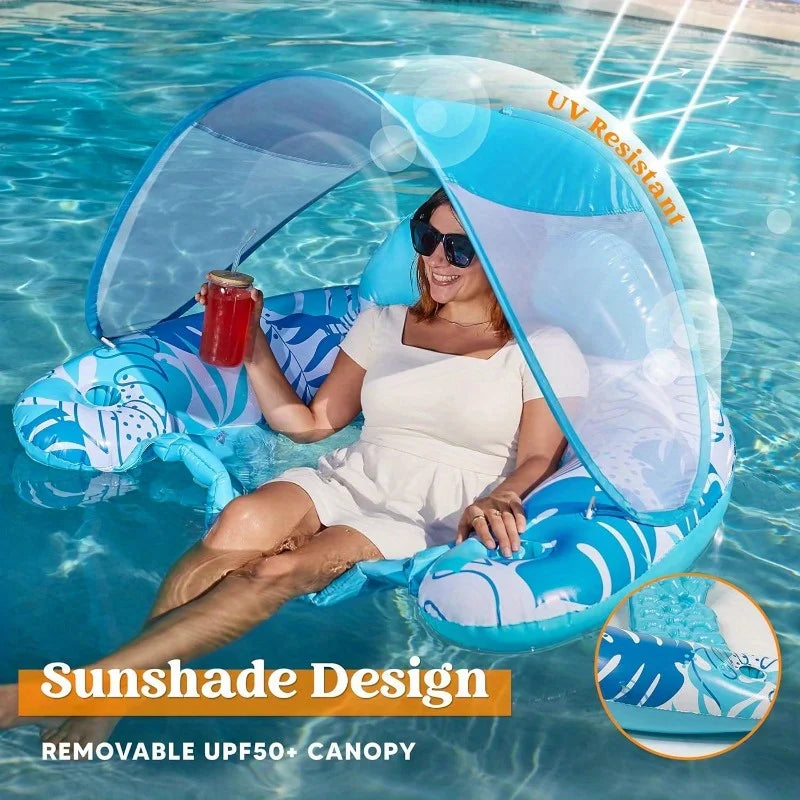 Inflatable Pool Floats With Canopy Lounge Chairs
