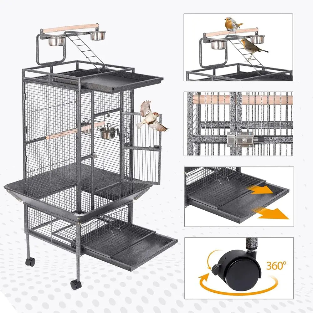 Large 62 Wrought Iron Bird Cage